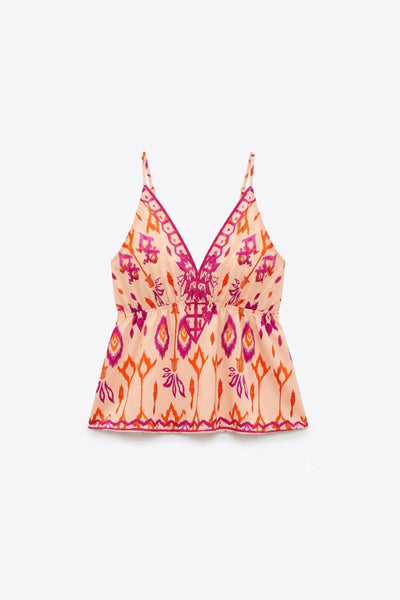 TOP ÉVASÉ À DÉCOLLETÉ BRODÉ