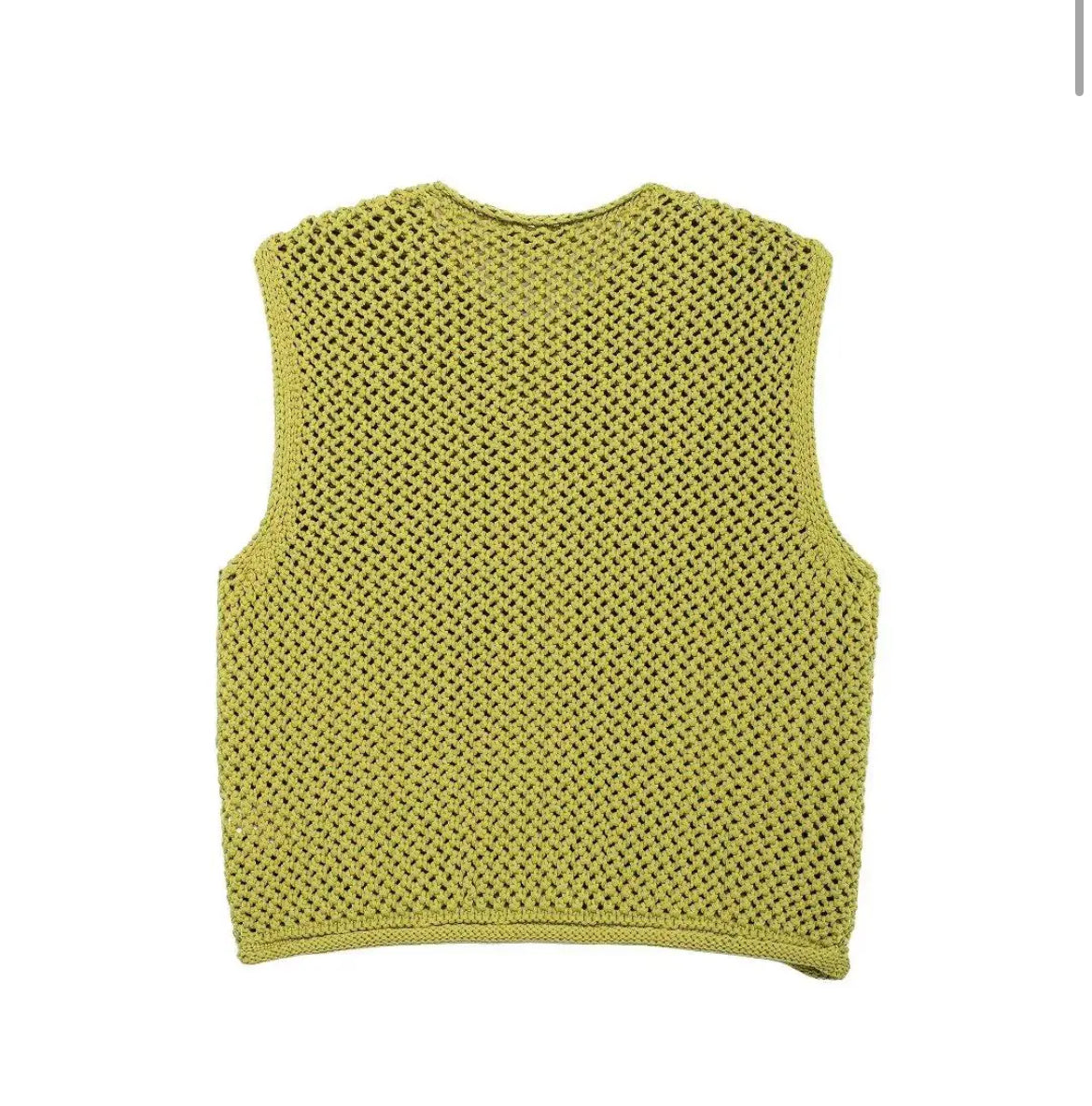 GILET EN MAILLE AJOURÉE À BOUTONS