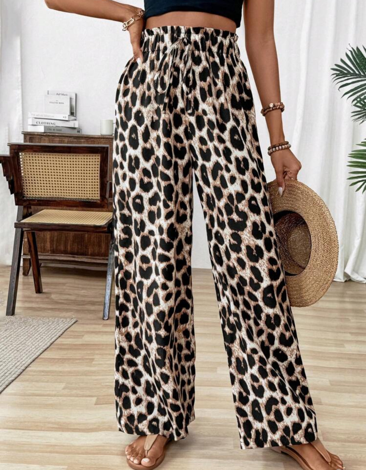 PANTALON LARGE IMPRIMÉ LÉOPARD