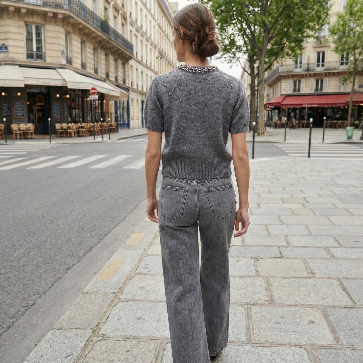 CARDIGAN MAILLE ORNÉE À COL DÉCORATIF