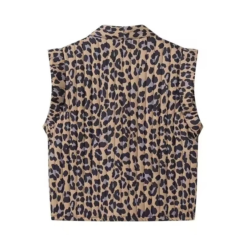 VESTE SANS MANCHES IMPRIMÉE LÉOPARD
