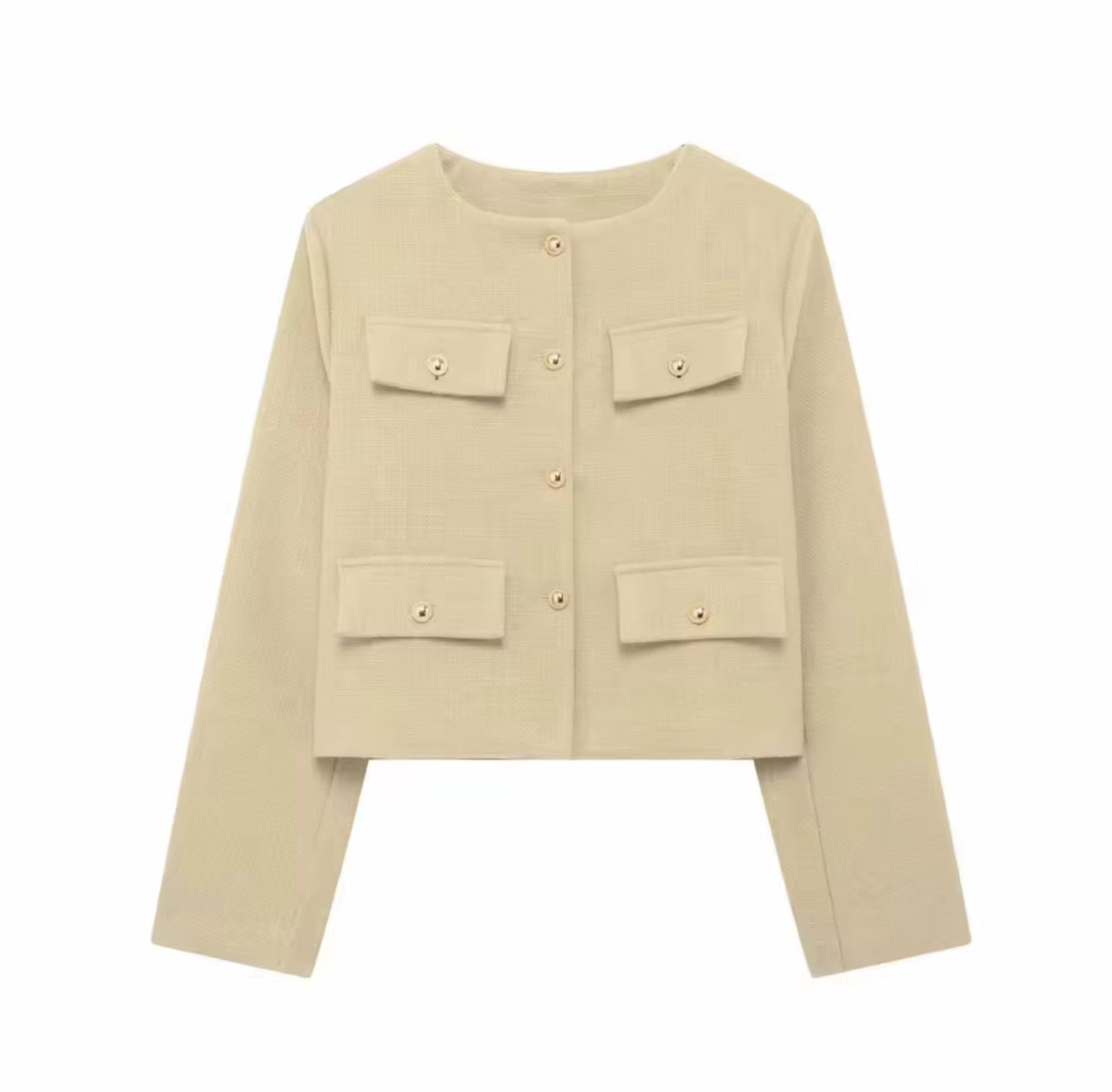 VESTE TAILLEUR ÉPURÉE À BOUTONS DORÉS