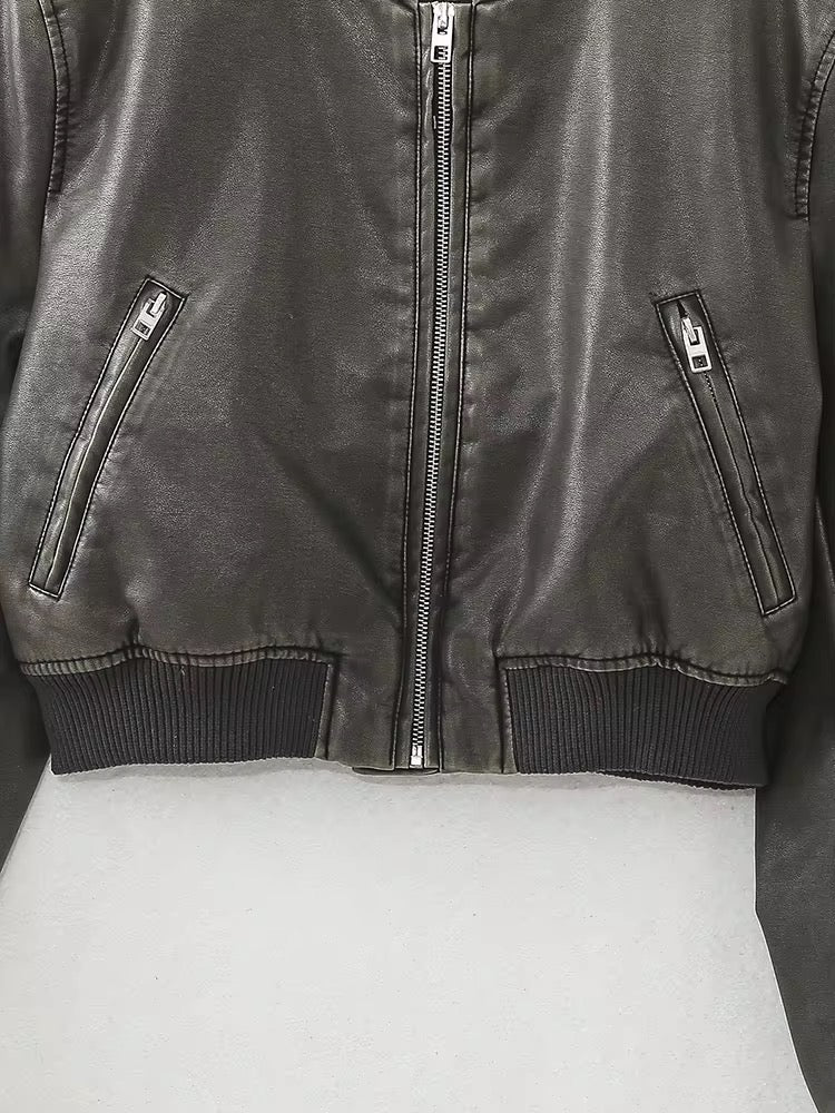 BOMBER EFFET CUIR LISSE