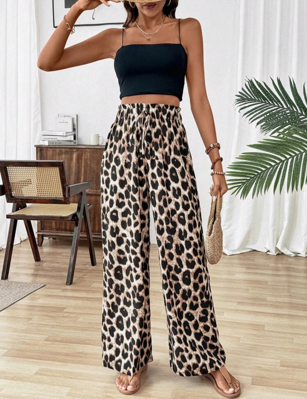 PANTALON LARGE IMPRIMÉ LÉOPARD