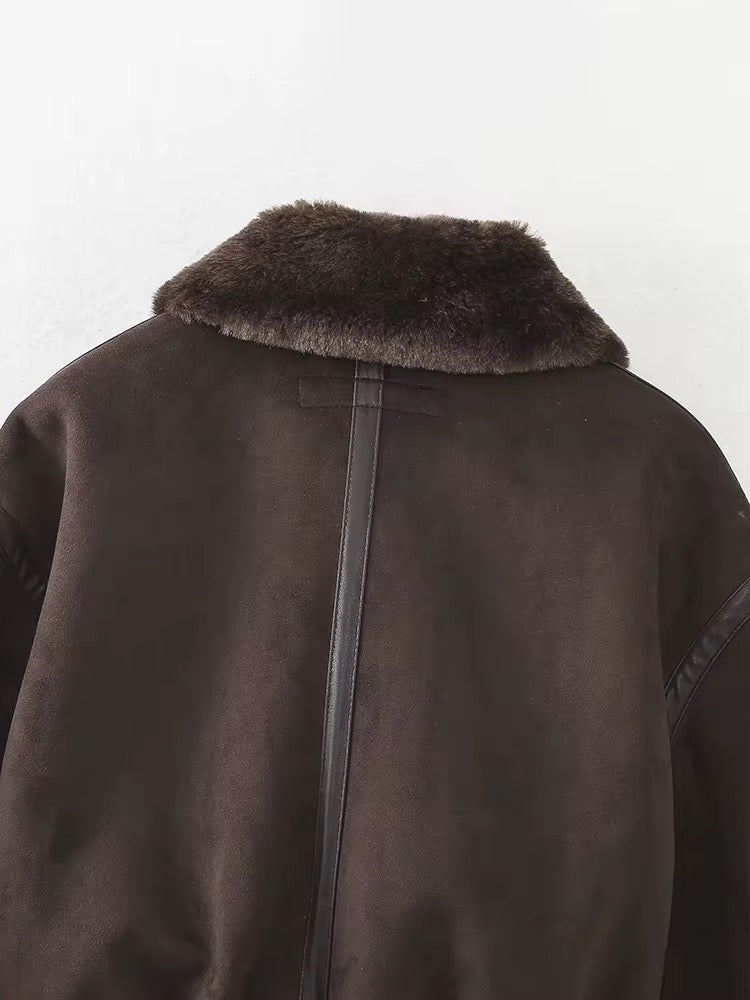 BLOUSON BOMBER DOUBLÉ FOURRURE
