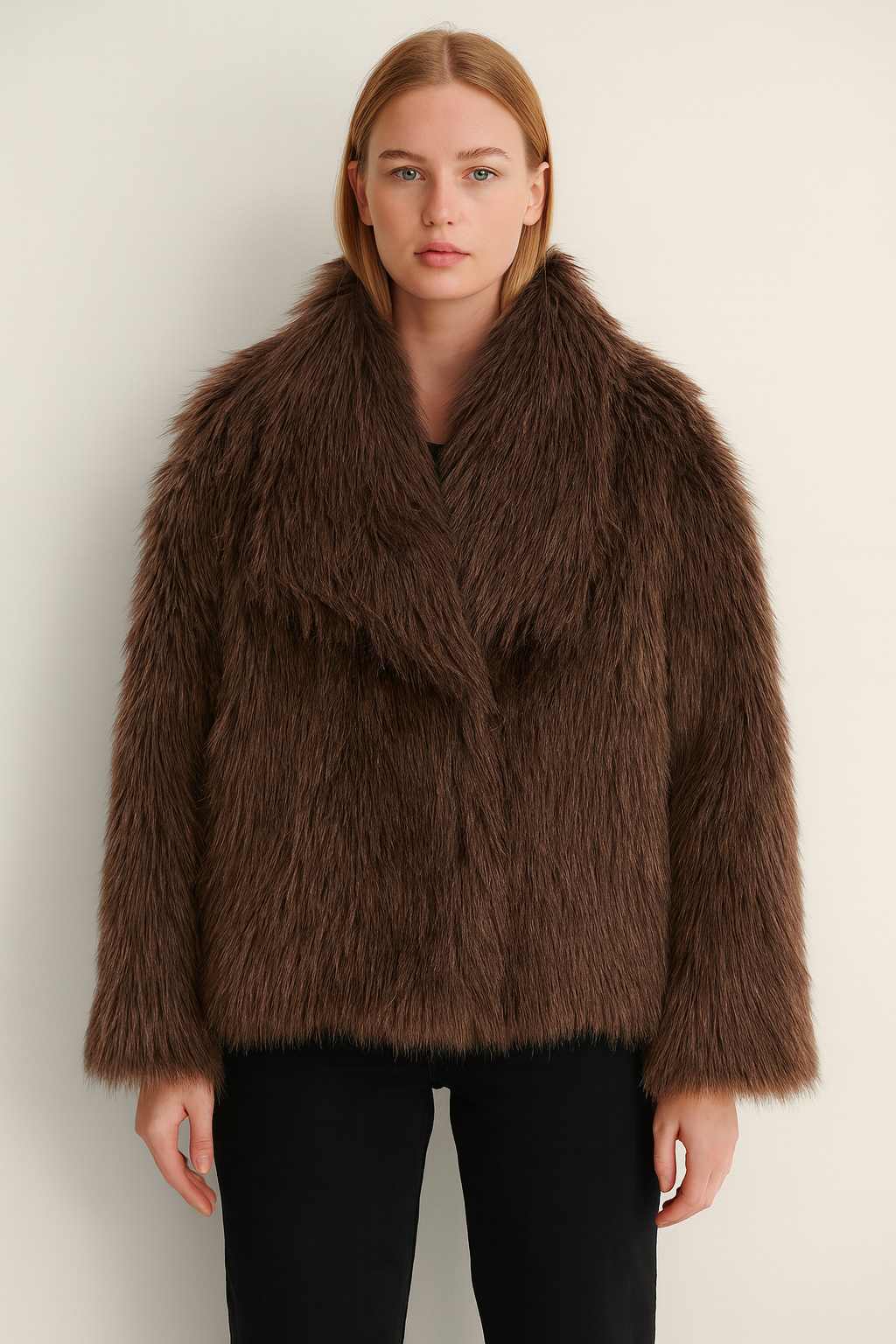 Fur effect down jacket • Women