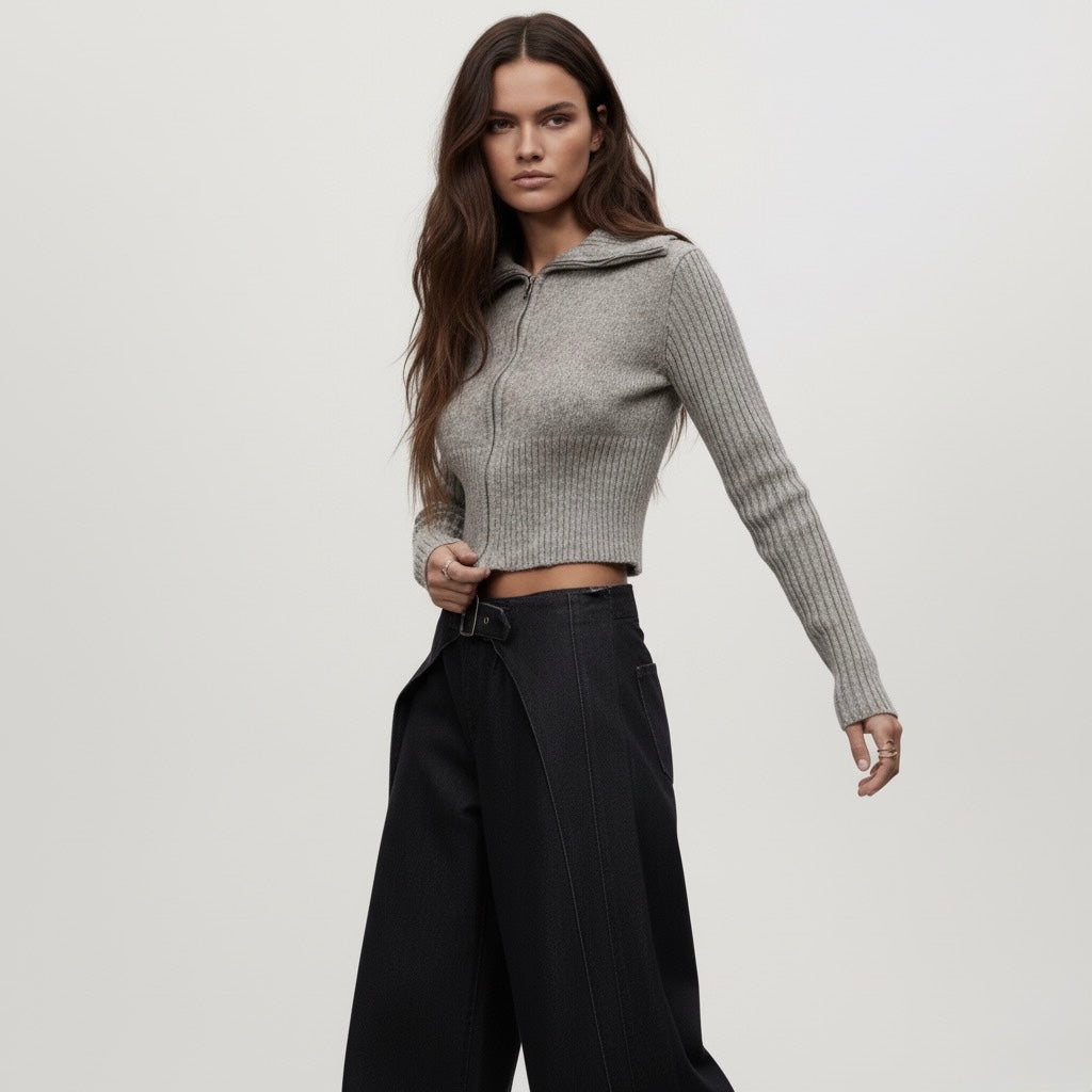 CARDIGAN ZIPPÉ TEXTURÉ
