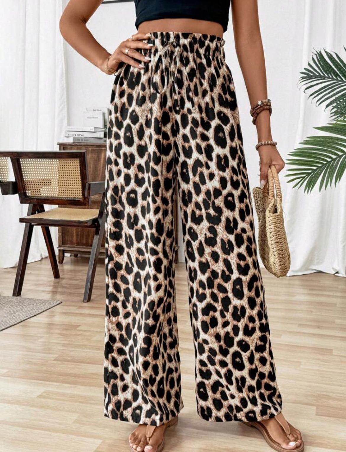 PANTALON LARGE IMPRIMÉ LÉOPARD