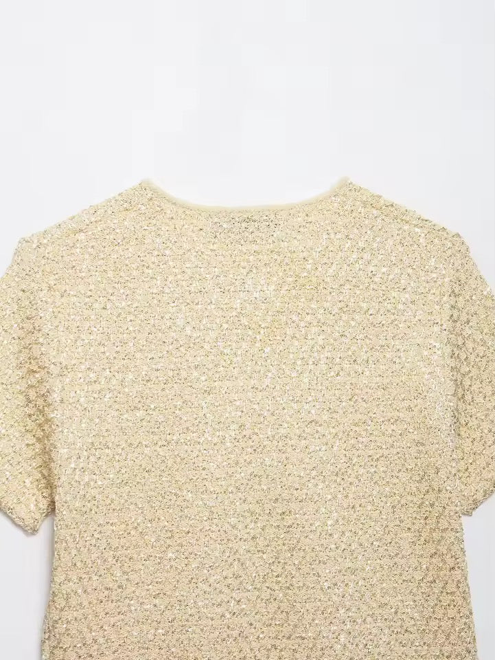 TOP EN MAILLE À SEQUINS