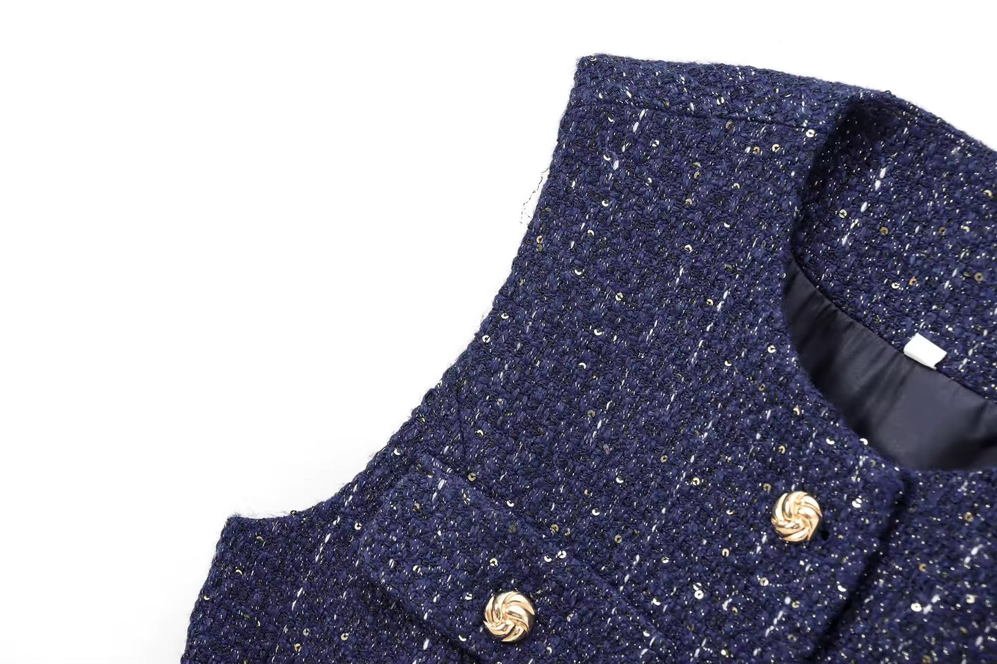 GILET SANS MANCHES EN TWEED À CEINTURE