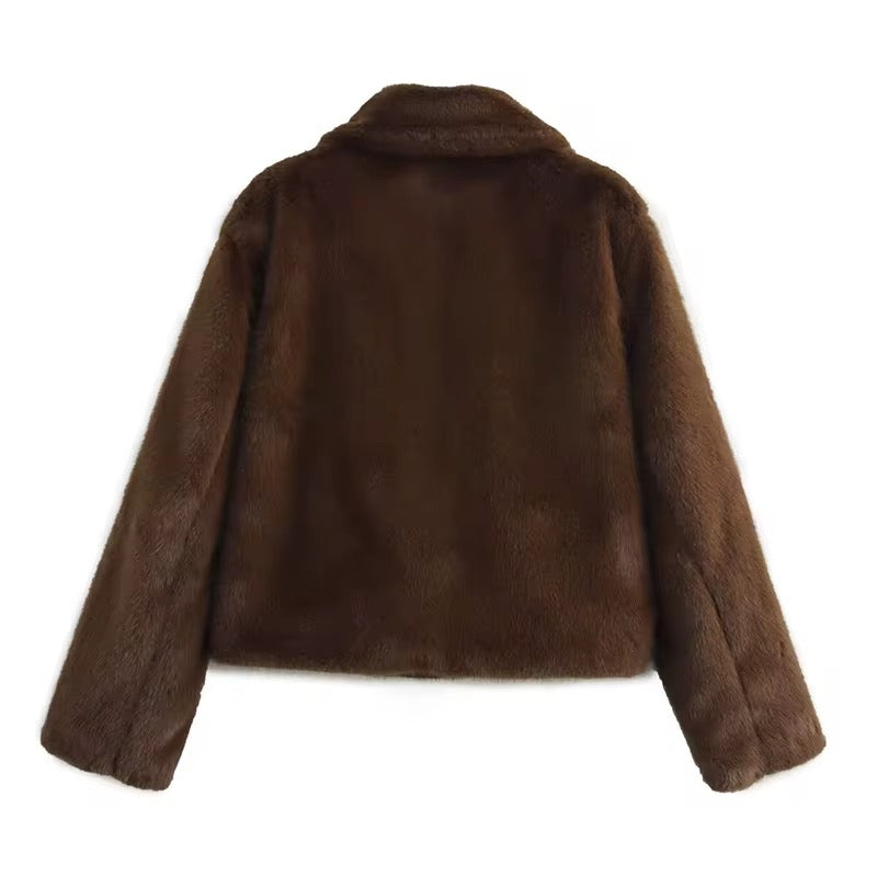 VESTE COURTE EFFET FOURRURE