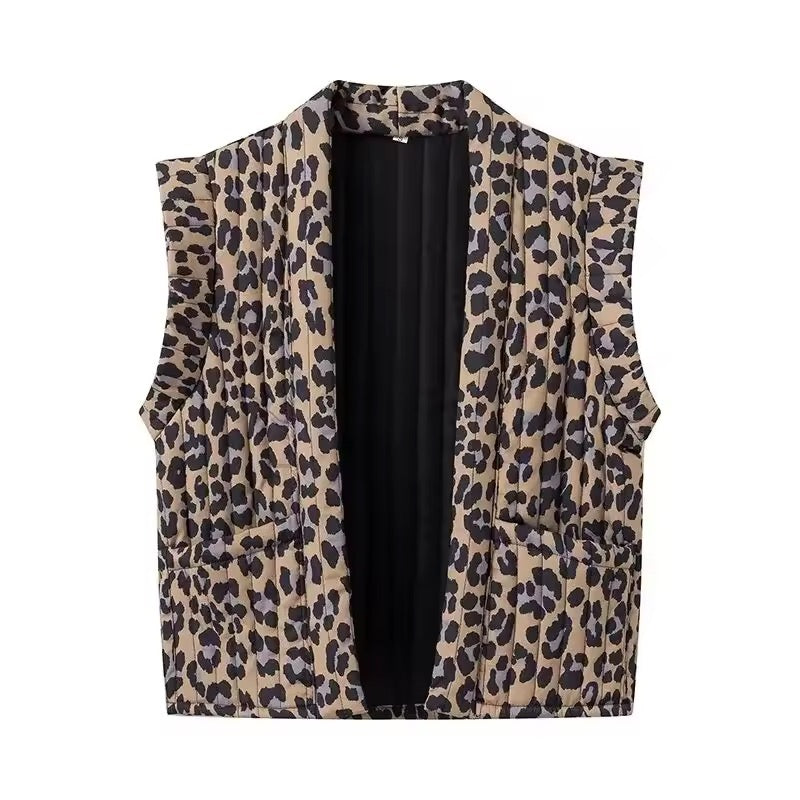 VESTE SANS MANCHES IMPRIMÉE LÉOPARD
