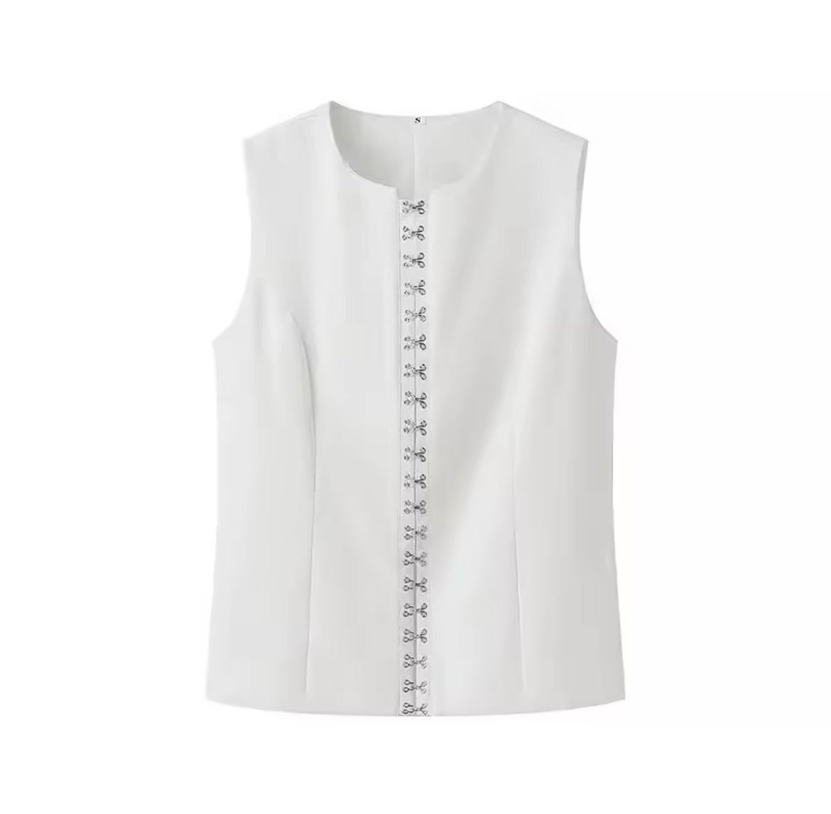 GILET SANS MANCHES À DÉTAILS DE FERMETURE DÉCORATIFS