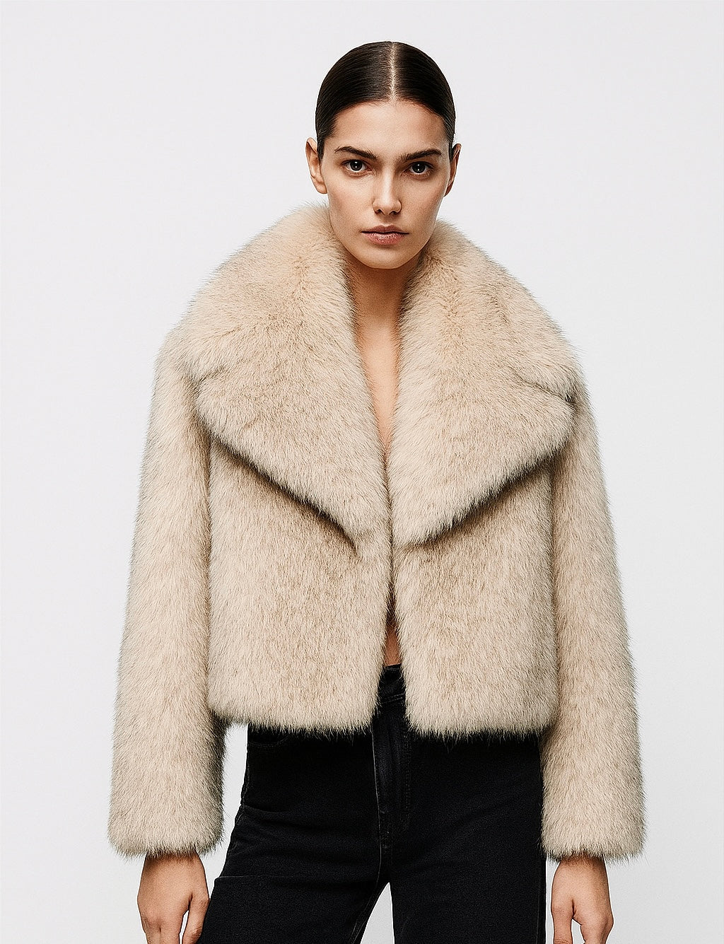 Fur effect down jacket • Women
