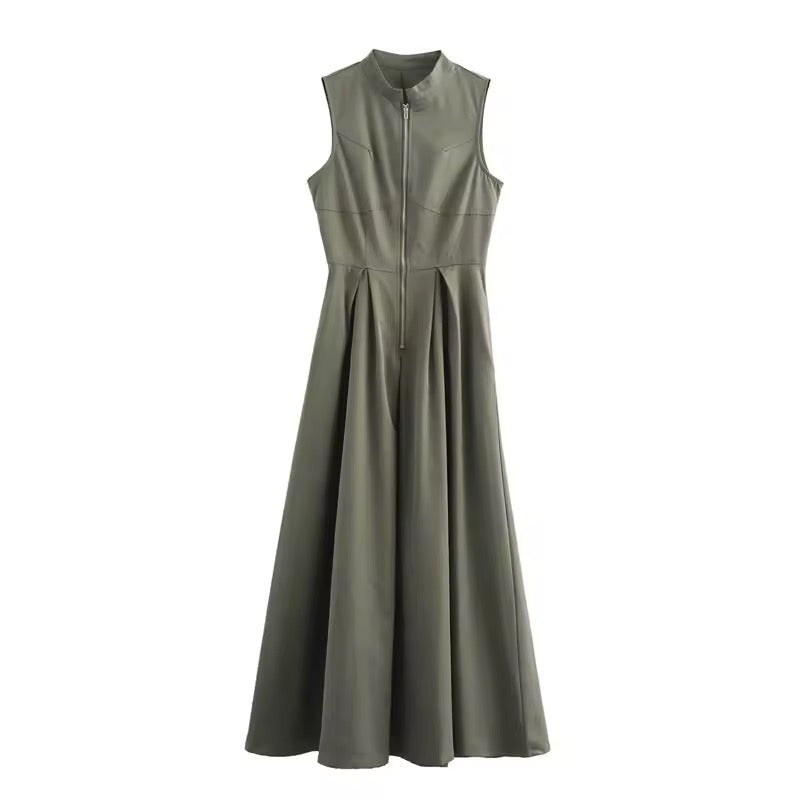 ROBE ZIPPÉE À TAILLE ÉLASTIQUÉE