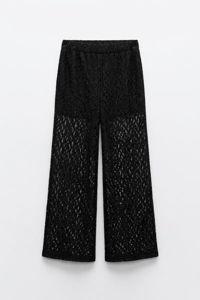 PANTALON LARGE EN DENTELLE