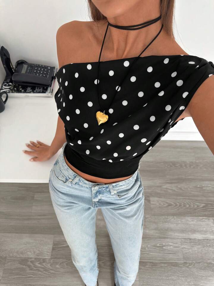 TOP BARDOT À POIS