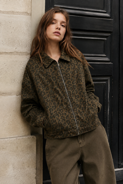VESTE ZIPPÉE À IMPRIMÉ LÉOPARD