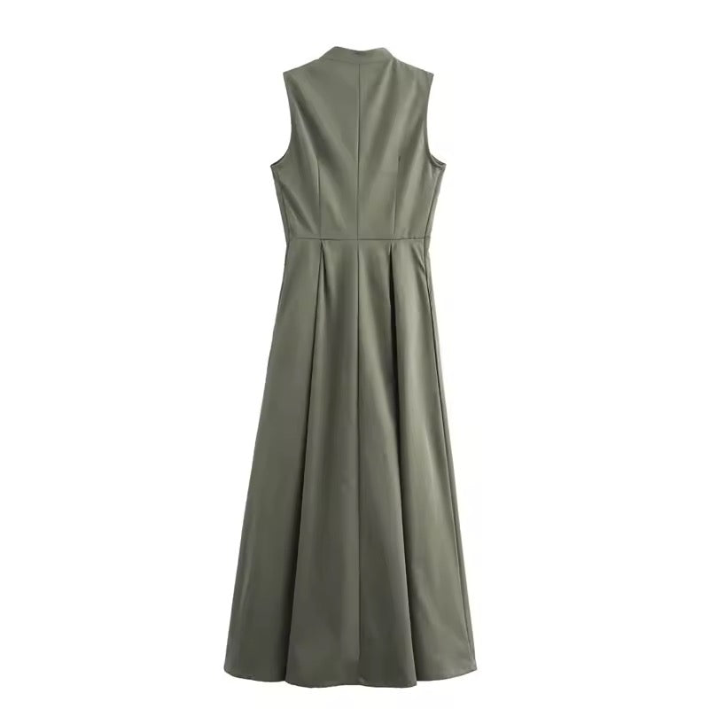 ROBE ZIPPÉE À TAILLE ÉLASTIQUÉE