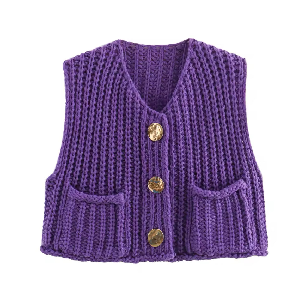 GILET IN MAGLIA CON BOTTONI ORO