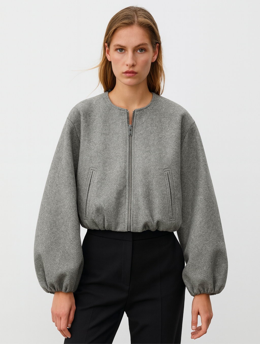 BLOUSON ZIPPÉ AVEC BASE ÉLASTIQUÉE