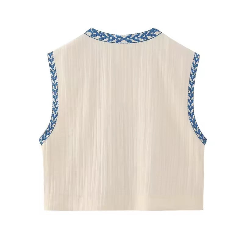 GILET BRODÉ SANS MANCHES