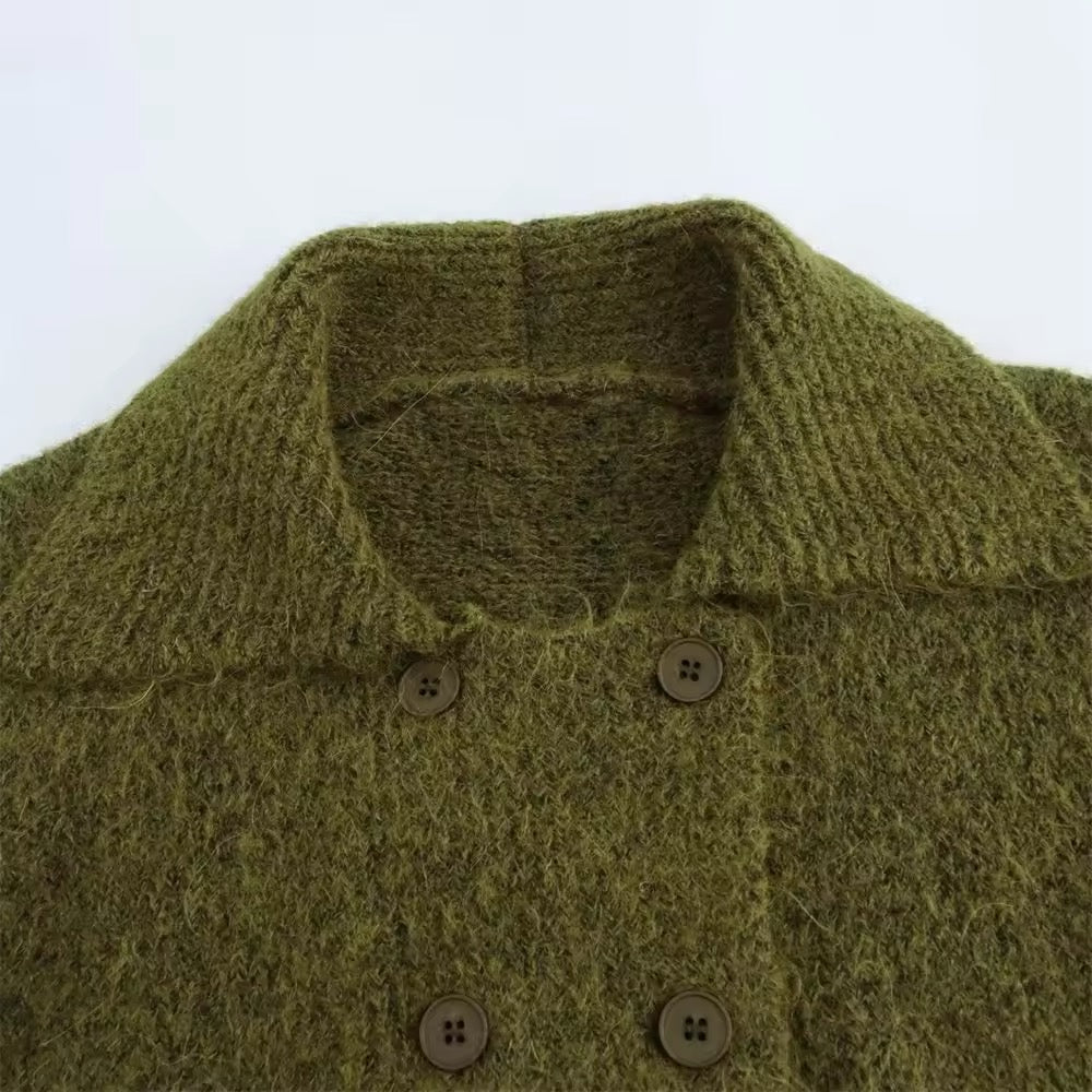 VESTE EN MAILLE ÉPAISSE À DOUBLE BOUTONNAGE