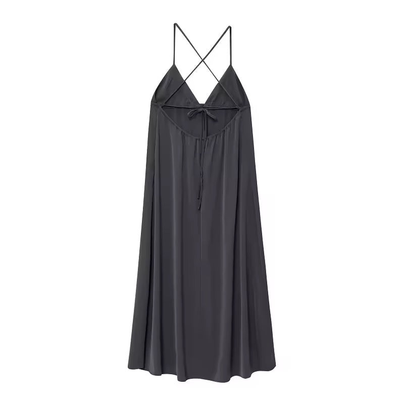 ROBE SEMI-LONGUE À BRETELLES