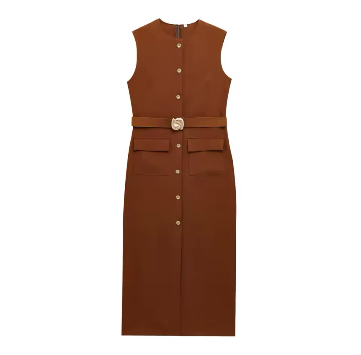 ROBE SANS MANCHES AVEC CEINTURE BOUCLÉE