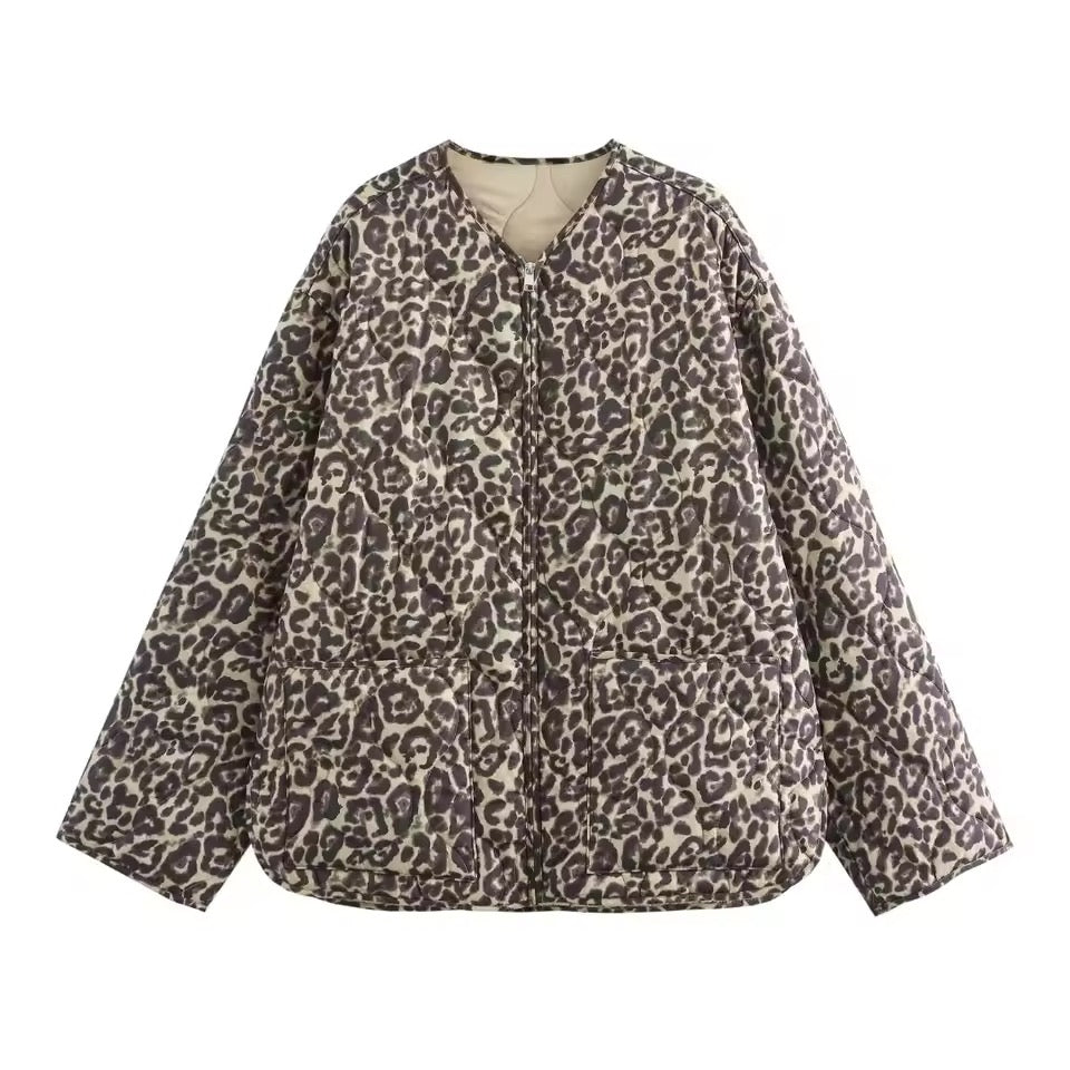 VESTE MATELASSÉE IMPRIMÉ LÉOPARD