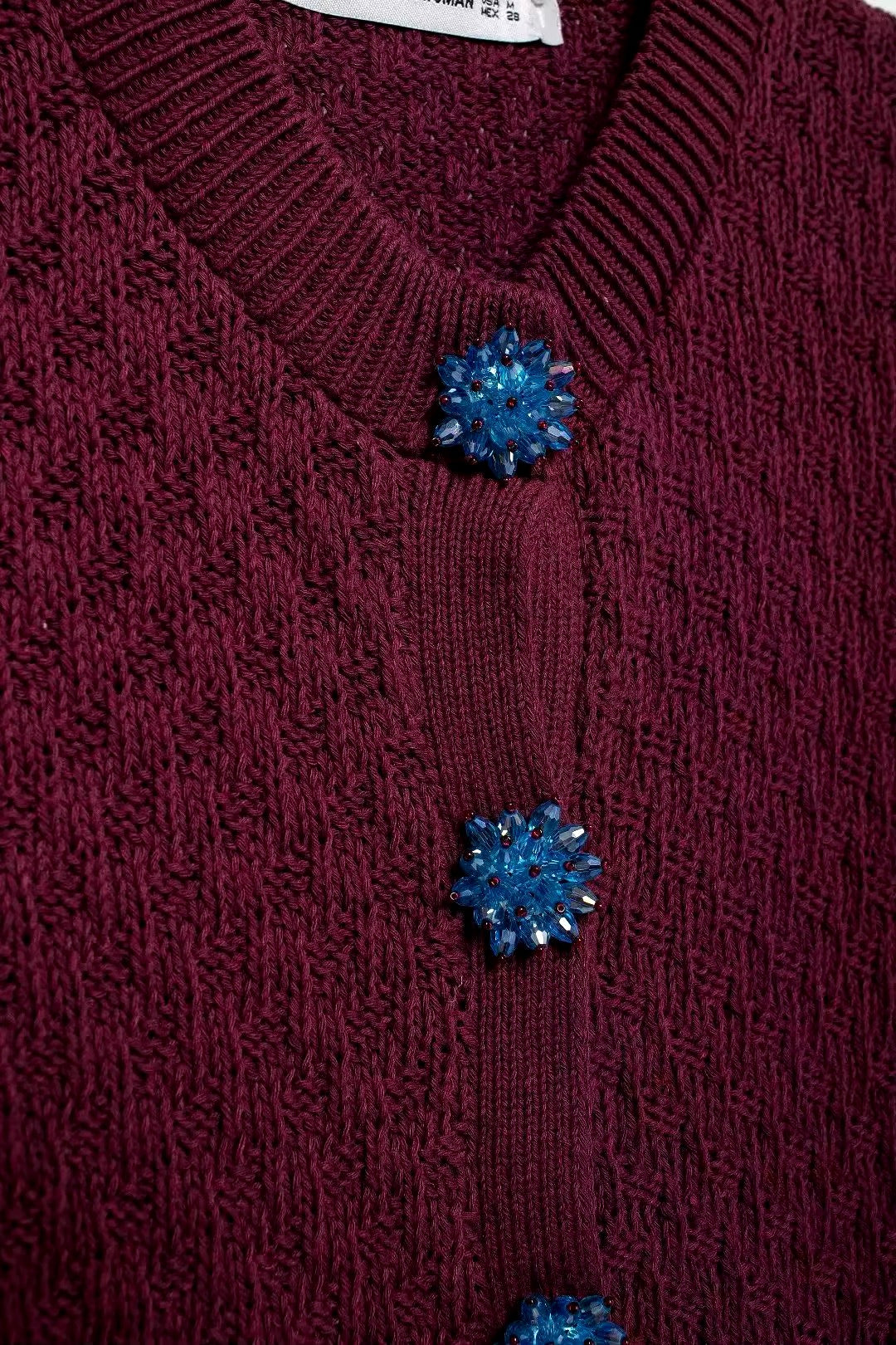 CARDIGAN TEXTURÉ À BOUTONS ORNEMENTAUX
