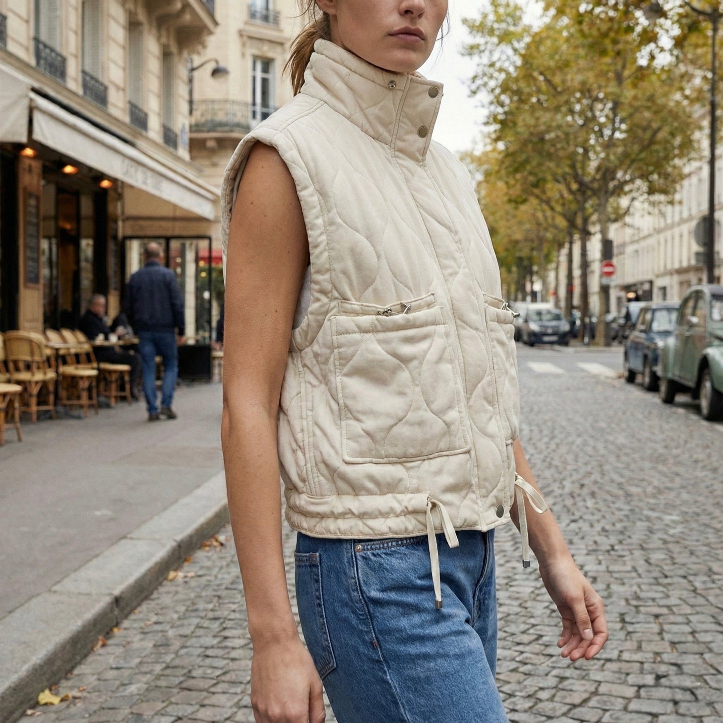 GILET MATELASSÉ STRUCTURÉ À LIENS