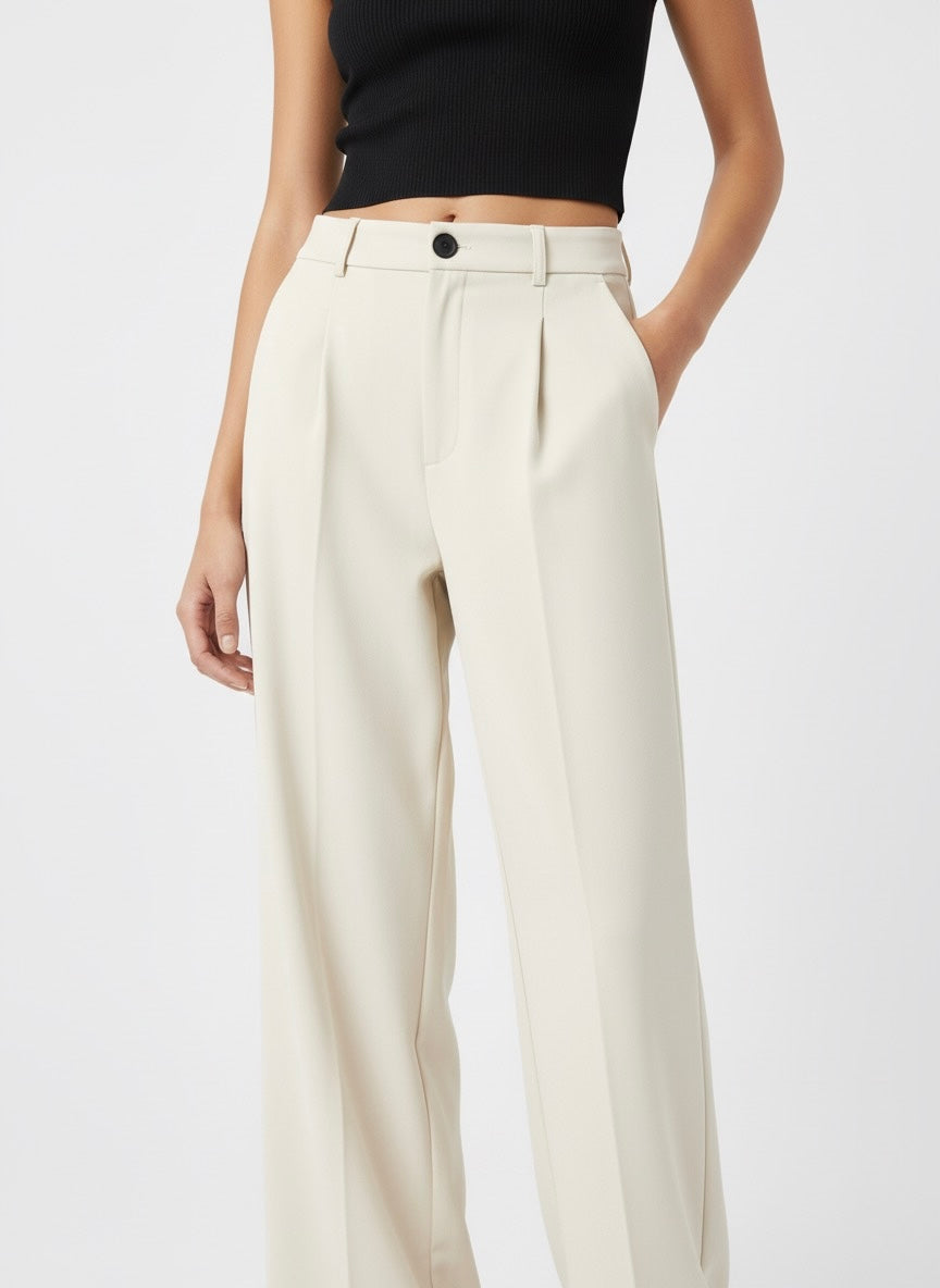 PANTALON TAILLE HAUTE À PINCES