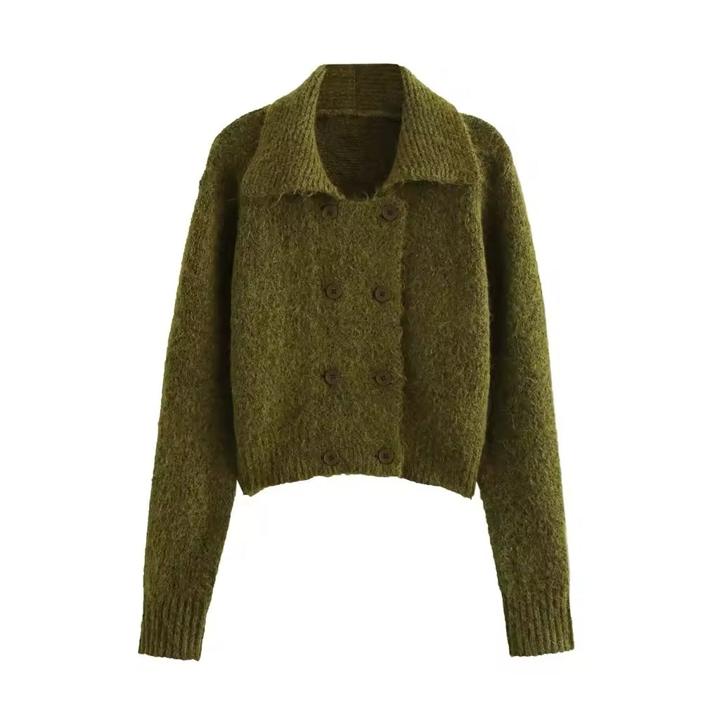 VESTE EN MAILLE ÉPAISSE À DOUBLE BOUTONNAGE
