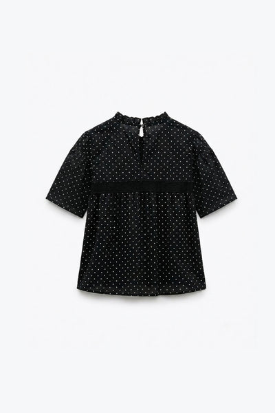 BLOUSE COURTE À MOTIF POIS
