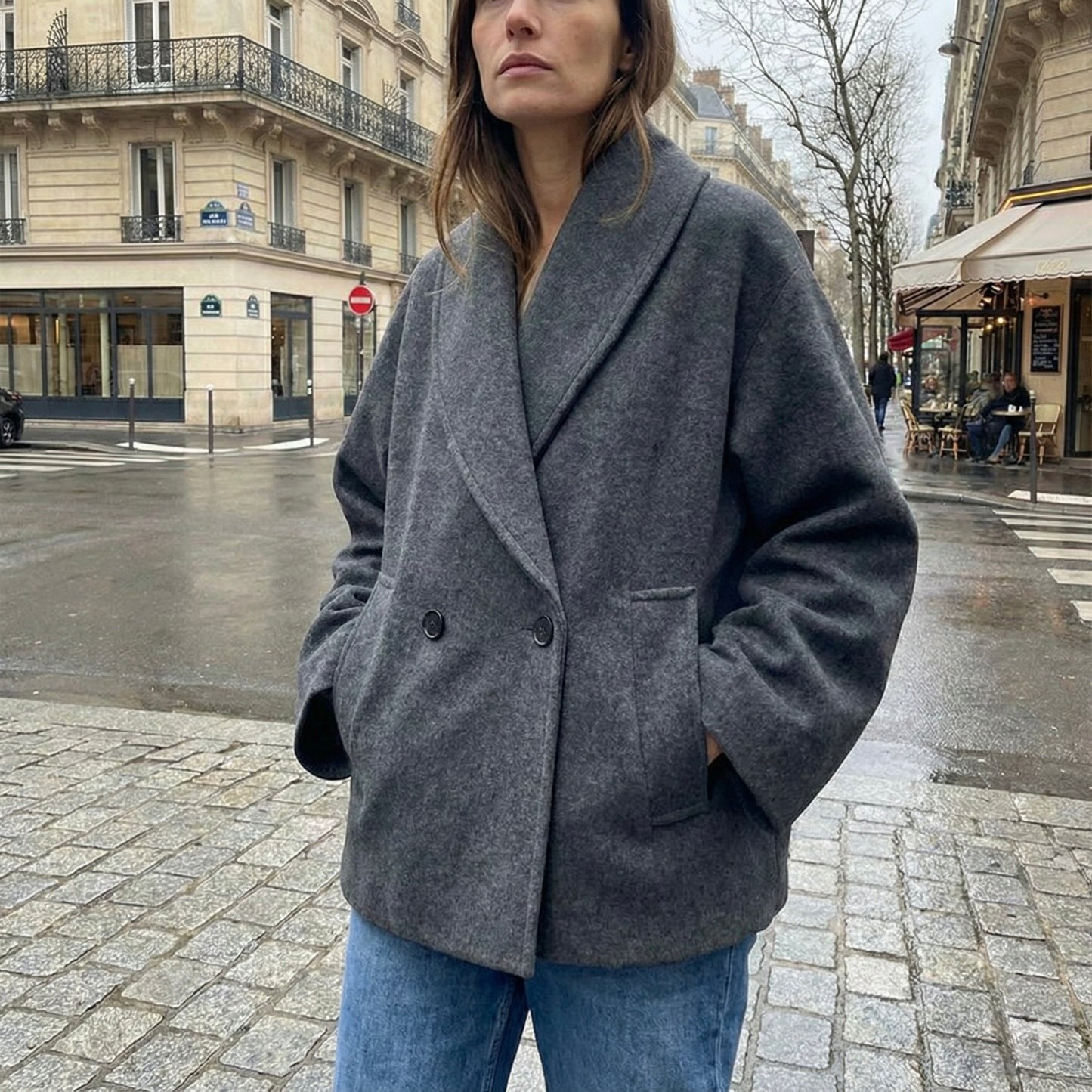MANTEAU OVERSIZE À COL DRAPÉ