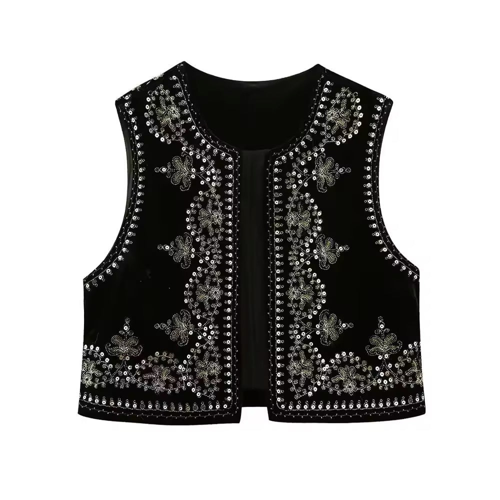 GILET SENZA MANICHE RICAMATO