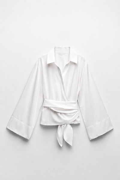 CHEMISE COURTE COL CHEMISE CEINTURÉE