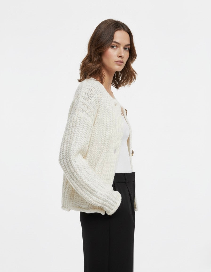 CARDIGAN STRUCTURÉ À BOUTONS DORÉS