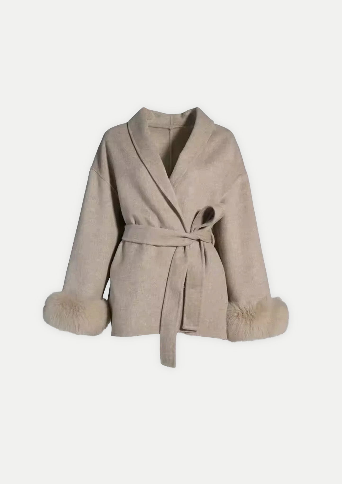 Cappotto tuide con maniche in pelliccia