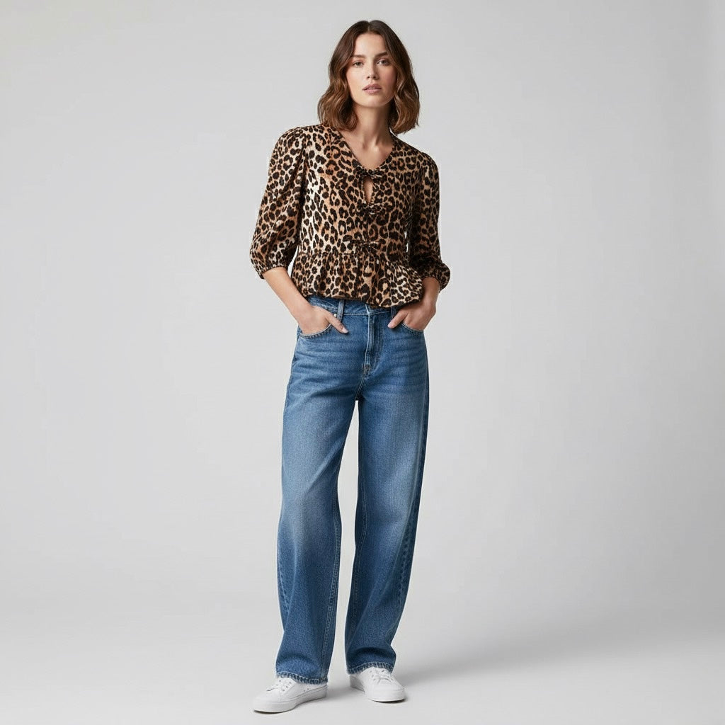 Camicia con stampa leopardata • Donna