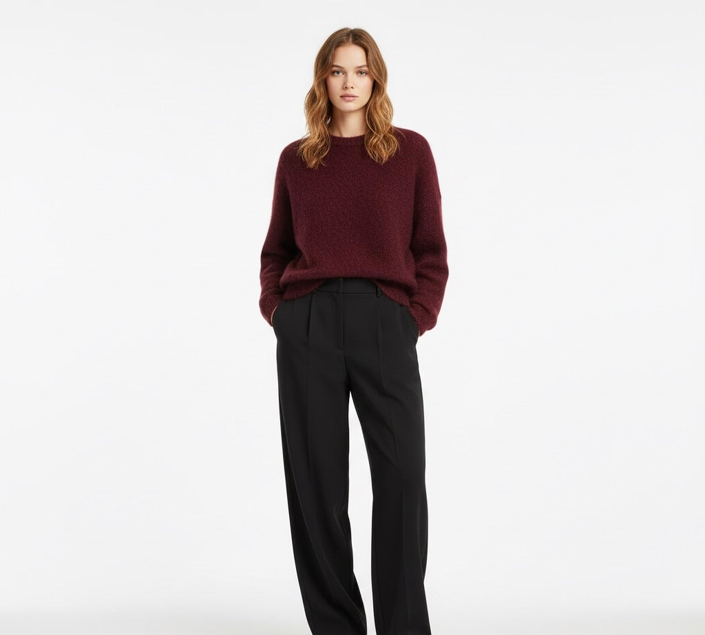 Pull doux en tricot à col rond