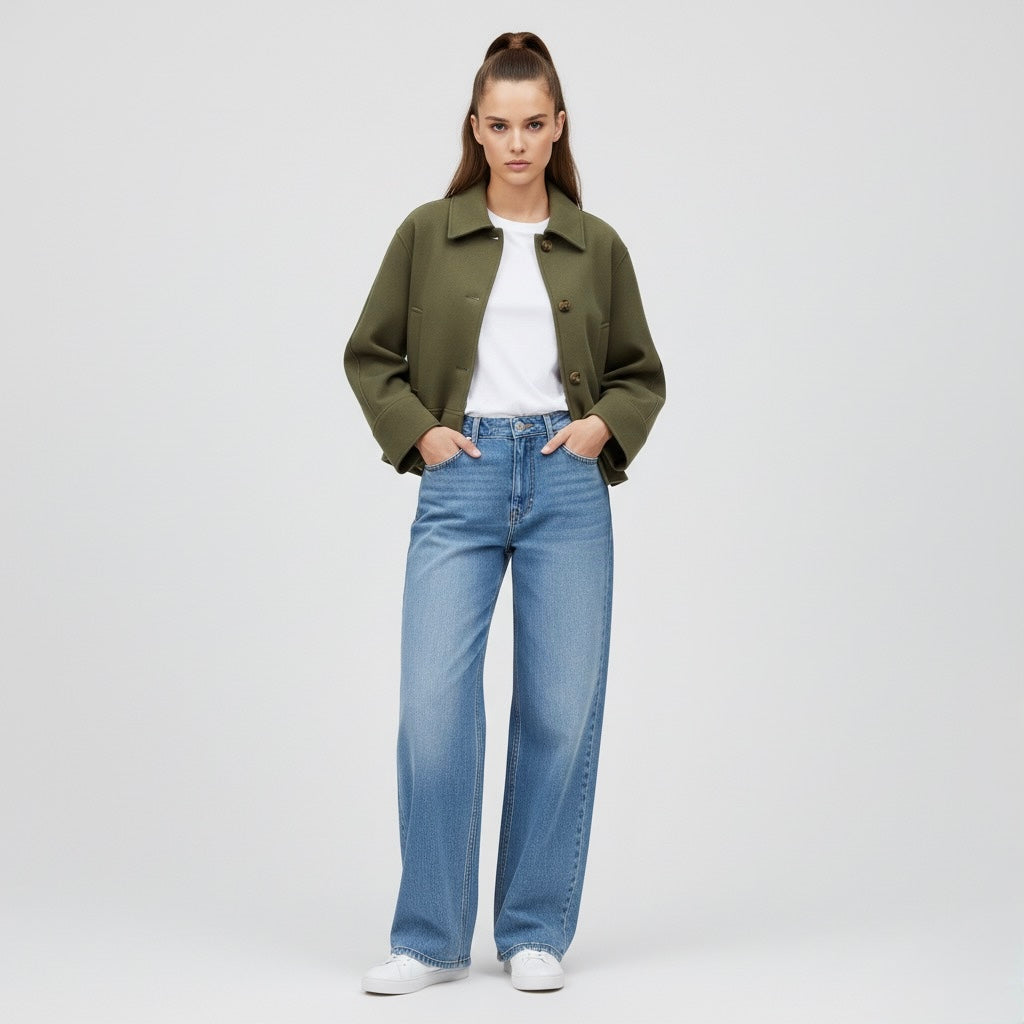 VESTE COURTE EFFET LAINE MÉLANGÉE