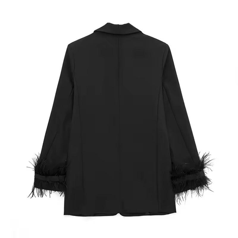 Black satin blazer • Women