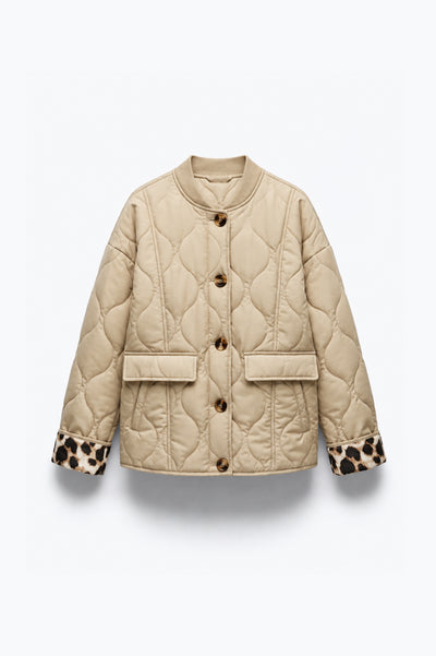VESTE MATELASSÉE À REVERS LÉOPARD