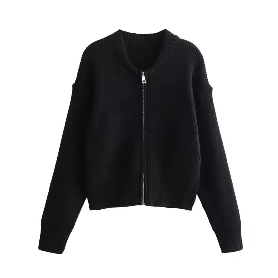 CARDIGAN ZIPPÉ EN MAILLE ÉPAISSE