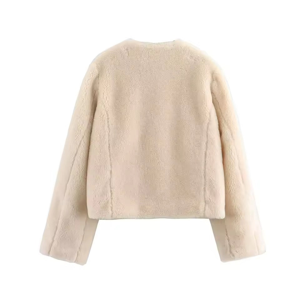 VESTE EN BOUCLETTE AVEC FERMETURES CLIP MÉTAL