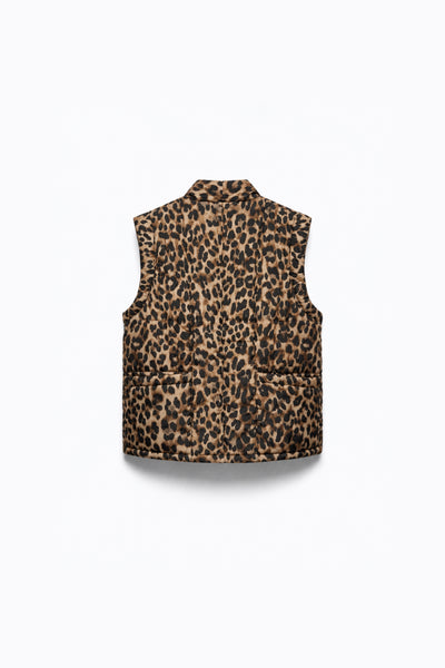 LEOPARD PRINT SLEEVELESS JACKET