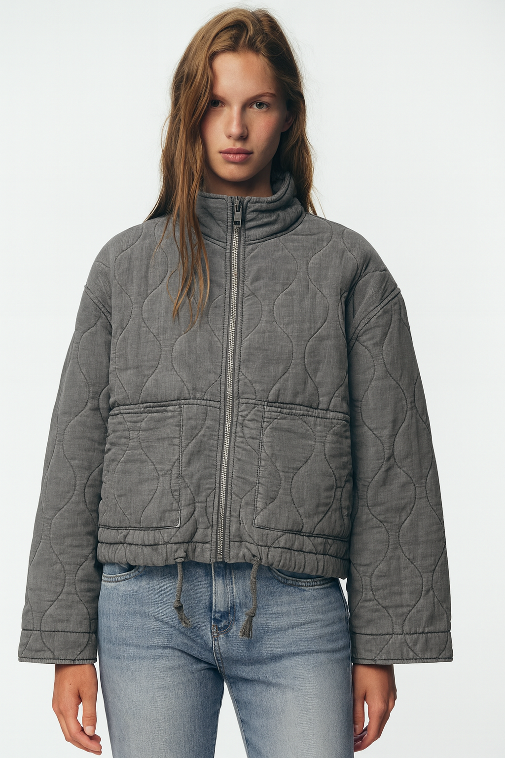 BLOUSON MATELASSÉ OVERSIZE À LIENS