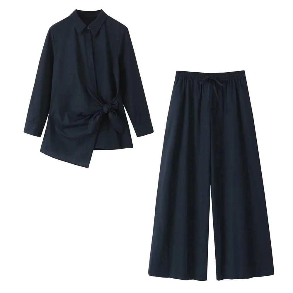 ENSEMBLE CHEMISE NOUÉE ET PANTALON LARGE